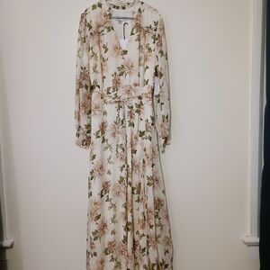 NWT Premier Amour Cream Floral Long Sleeve Dress